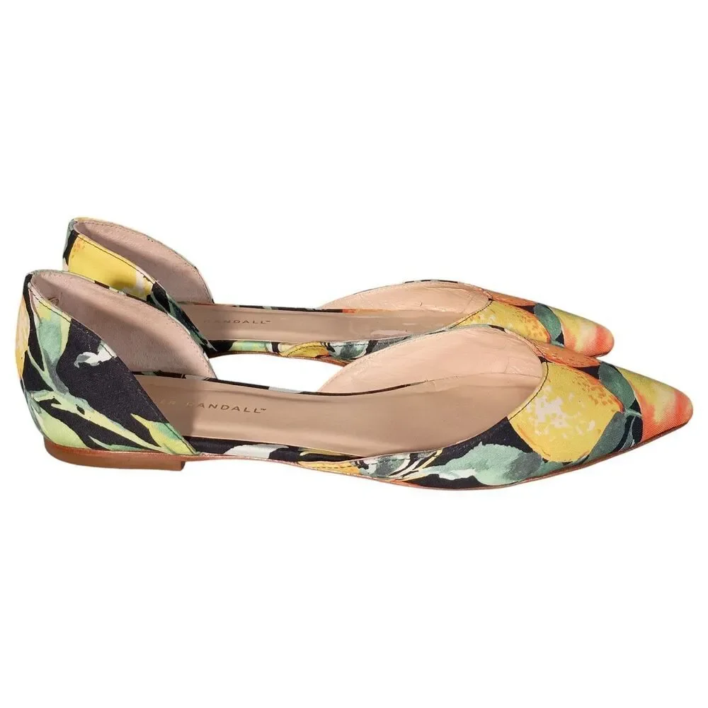 Loeffler Randall D-Orsay Ballet Flats Citrus Fruit Textile Pointed Toe Womens 9